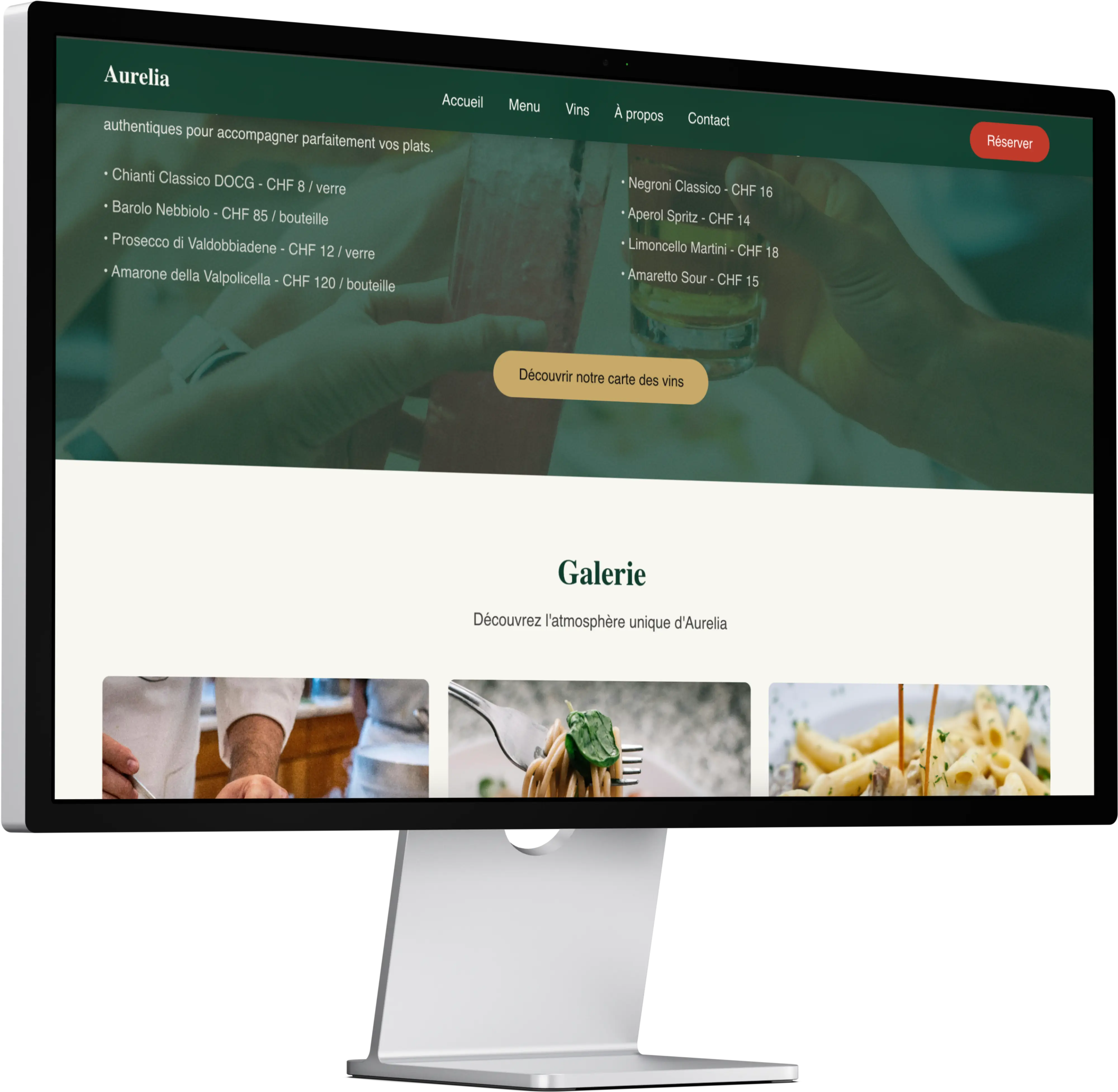 Aperçu du site vitrine Aurelia - Restaurant italien